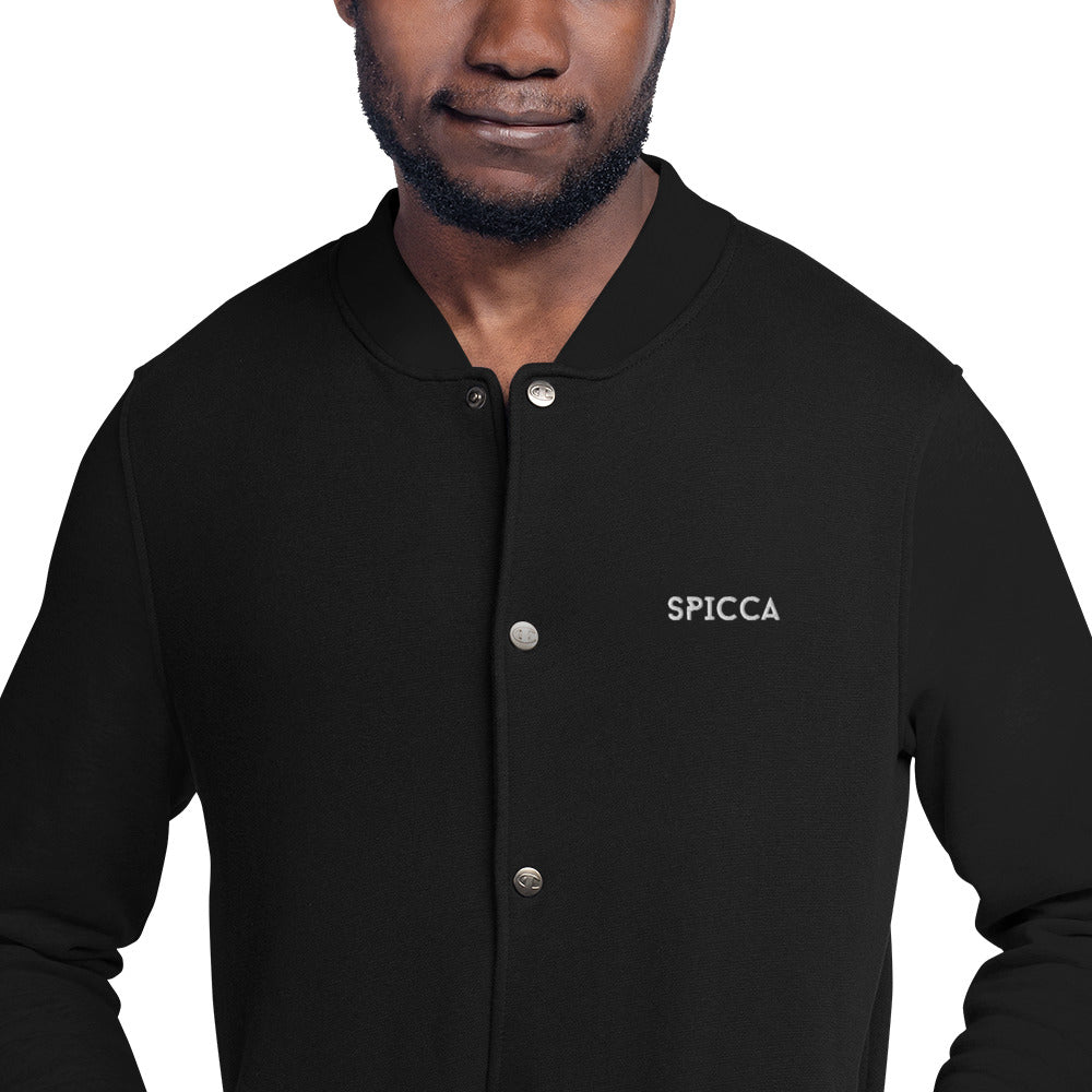 SPICCA Embroidered Champion BLACK Bomber Jacket